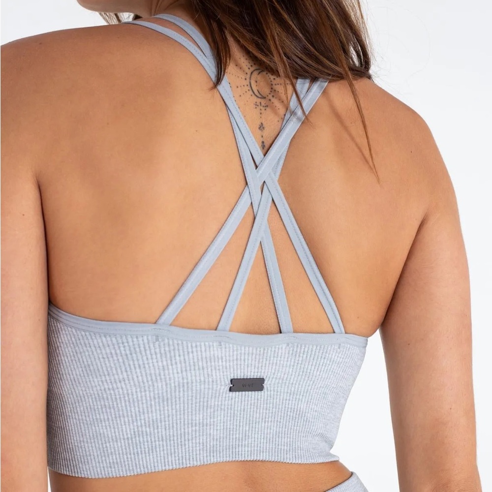 Grey Criss Cross Cropped Workout Loungewear Tank Top
